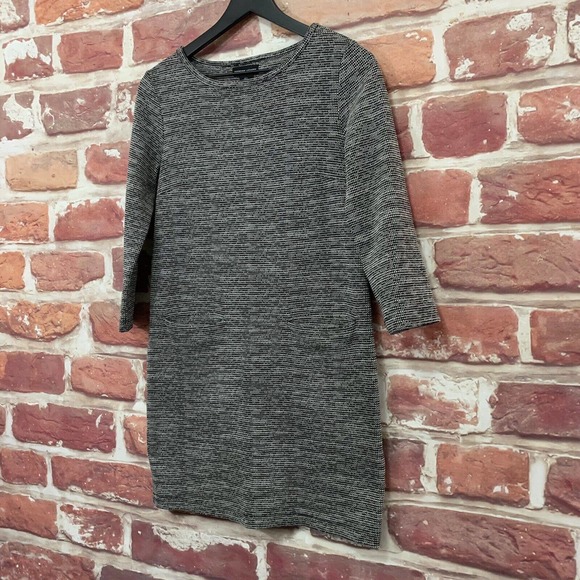 ADRIENNE VITTADINI WOMEN'S BLACK & WHITE TEXTURED POCKETED PULLOVER DRESS - Picture 2 of 8